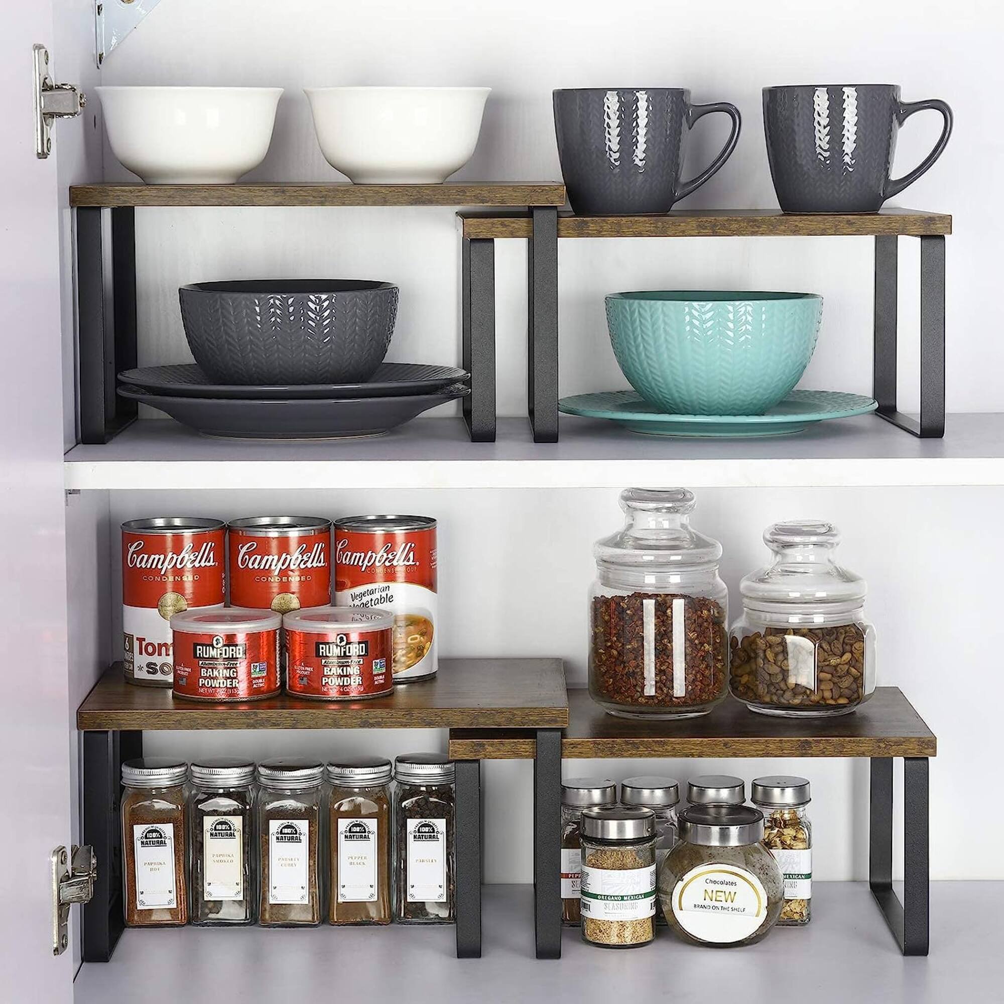 NEX™ 12" Rustic Brown & Black 3-Tier Kitchen Cabinet Organizer Sets, 2ct.